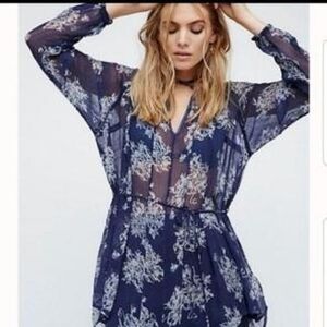 Free People Sheer Floral Top Size XS